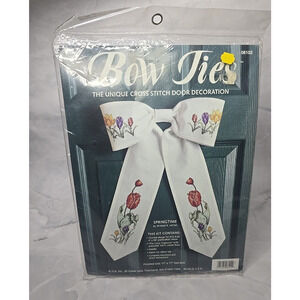 JCA Bow Ties Cross Stitch Door Decoration Kit Springtime Flowers